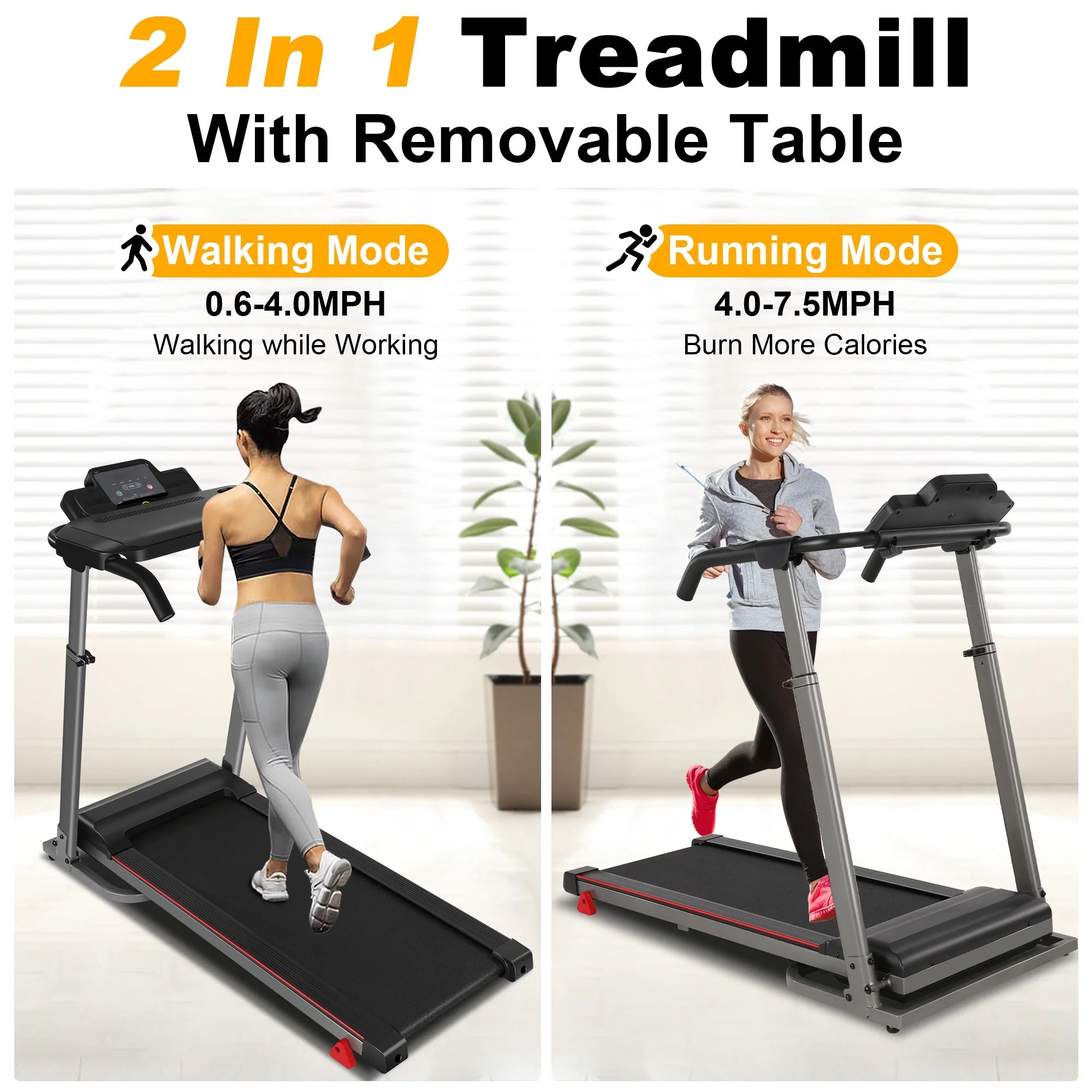 2.5 HP Portable Folding Treadmill with Incline（Gray） B769325