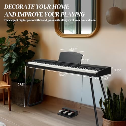 88 Key Full Size Digital Piano with Bench and 3 Pedal Unit (Black) Z542738