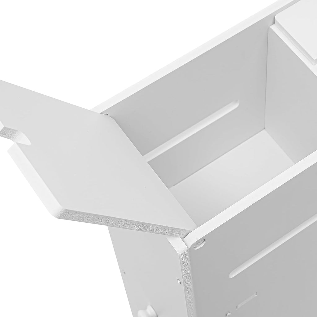 White Slim Rolling Bathroom Storage Cabinet S26323