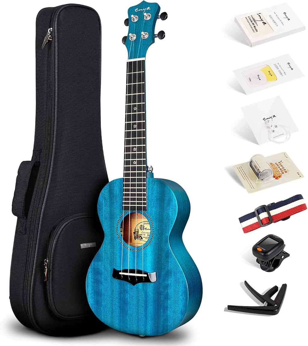 Blue 23 Inch Solid Mahogany Top Concert Ukulele with Starter Kit W7858