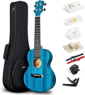 Blue 23 Inch Solid Mahogany Top Concert Ukulele with Starter Kit W7858