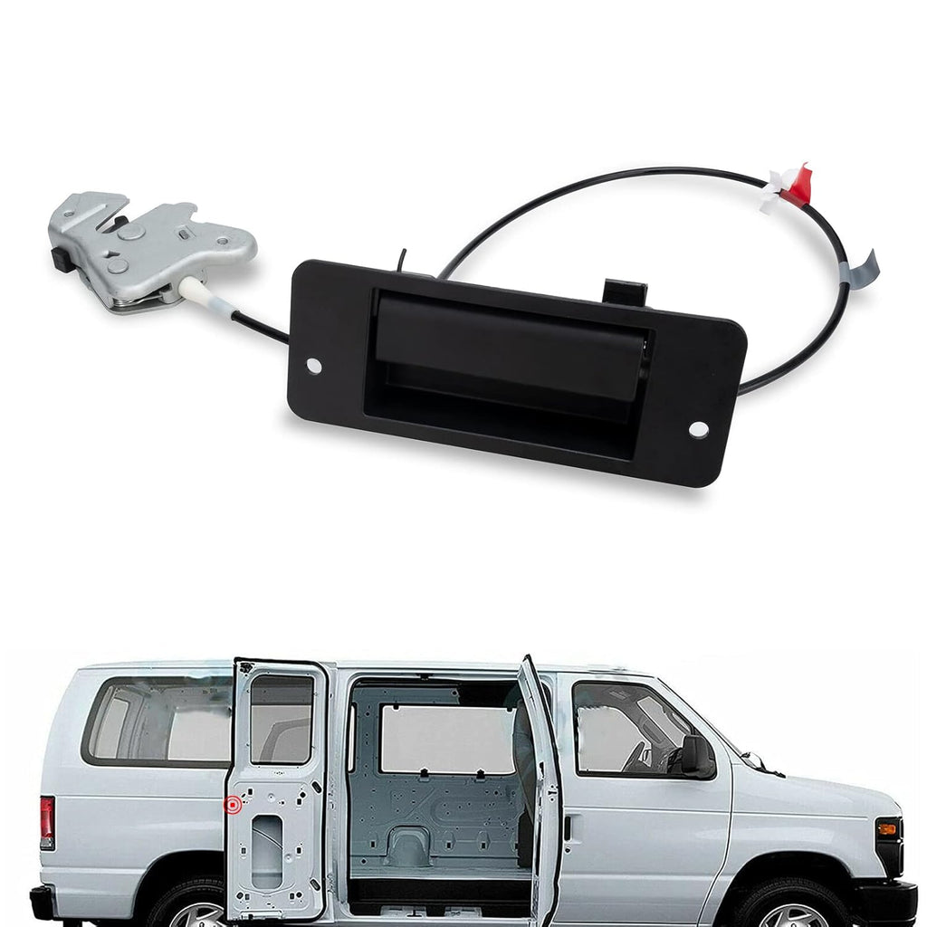 Right Side Rear Exterior Cargo Door Handle & License Plate Housing Frame Bracket for 08-21 Ford E150 E250 E350 E450, Pack of 2 D276