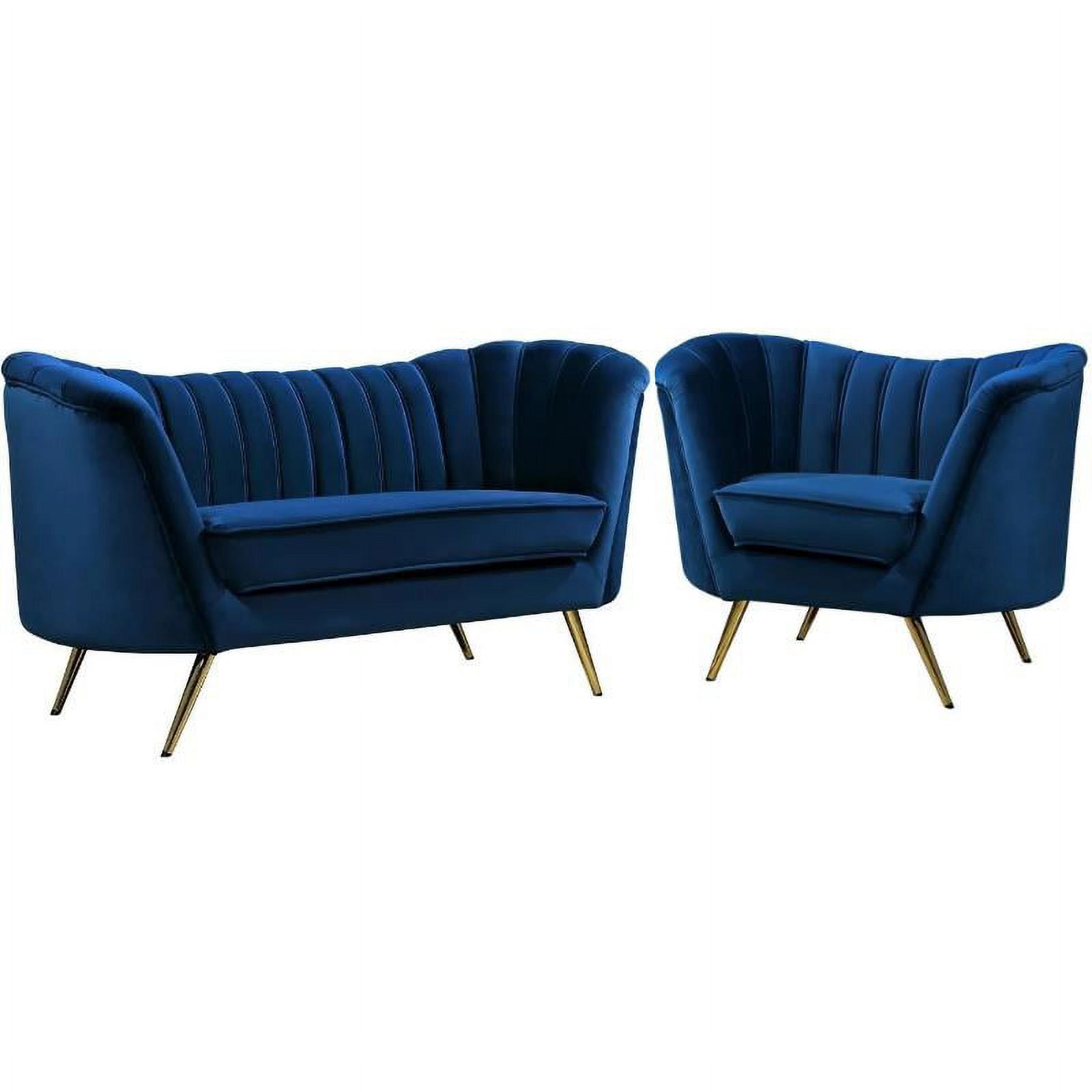 2 Piece Velvet Living Room Furniture Set with Loveseat and Accent Chair Q28172