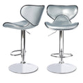 Leatherette Adjustable Swivel Barstool Set of 2 Silver M23156