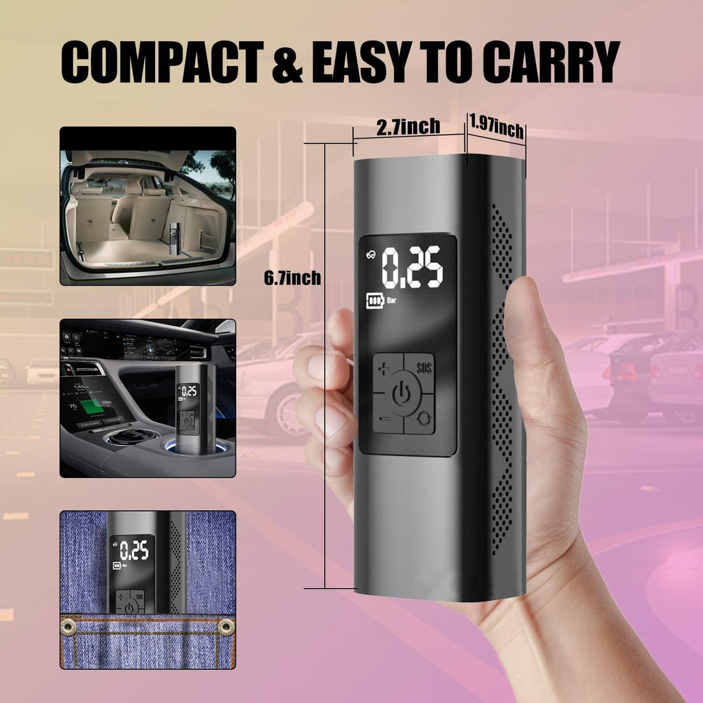 Portable Air Compressor 150PSI 6000mAh Cordless Tire Inflator with Digital Pressure Gauge LED-Light, DC 12V Air Pump Pack of 2 N2946