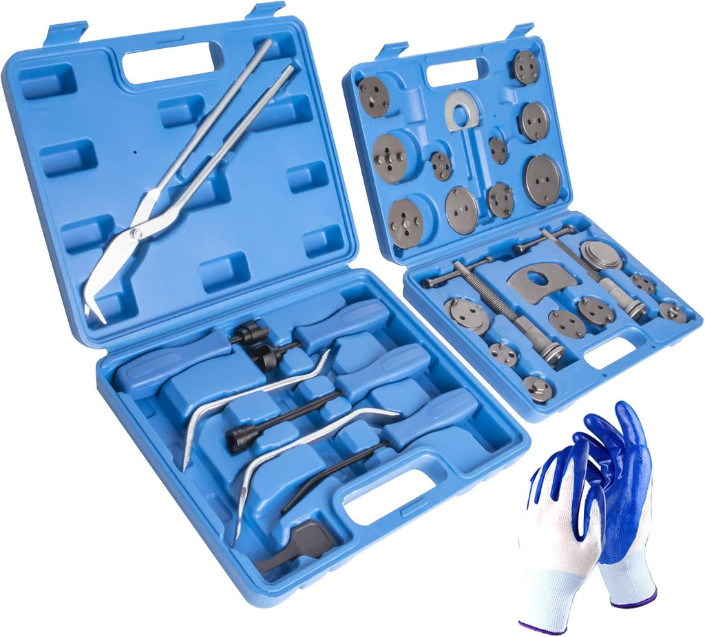 32PC Brake Tool Set Disc Brake Piston Caliper Compression Tool and Drum Brake Adjusting Tool Kit O137