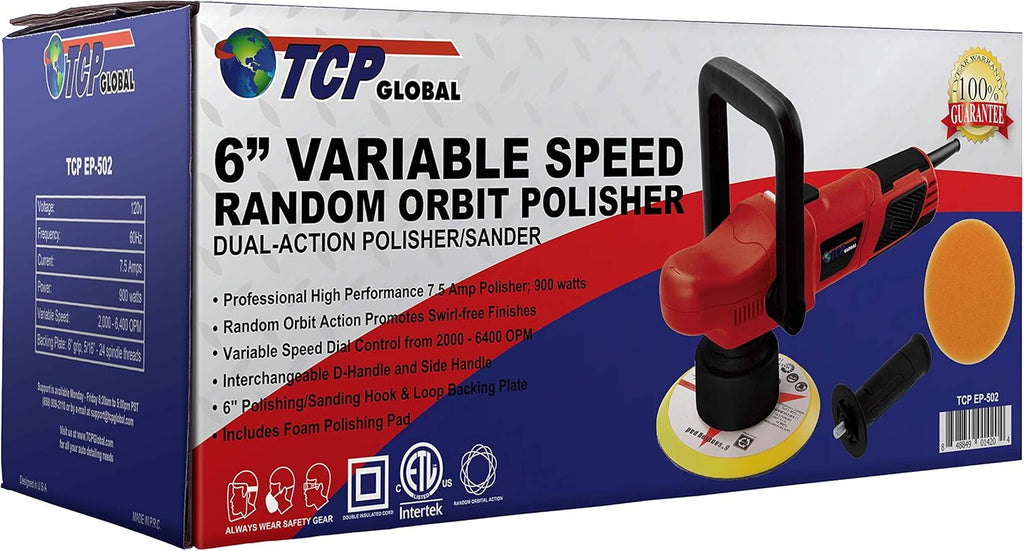 6 Pad Random Orbit Dual-Action Polisher with Waffle Foam & Wool Buffing Kit C23900