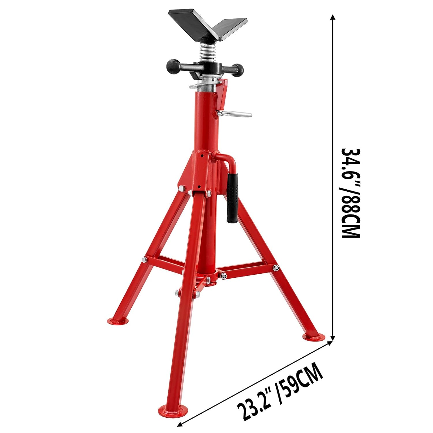 V Head Pipe Stand, Adjustable Height 24-42, 2500 lb. Load Capacity, Carbon Steel N180
