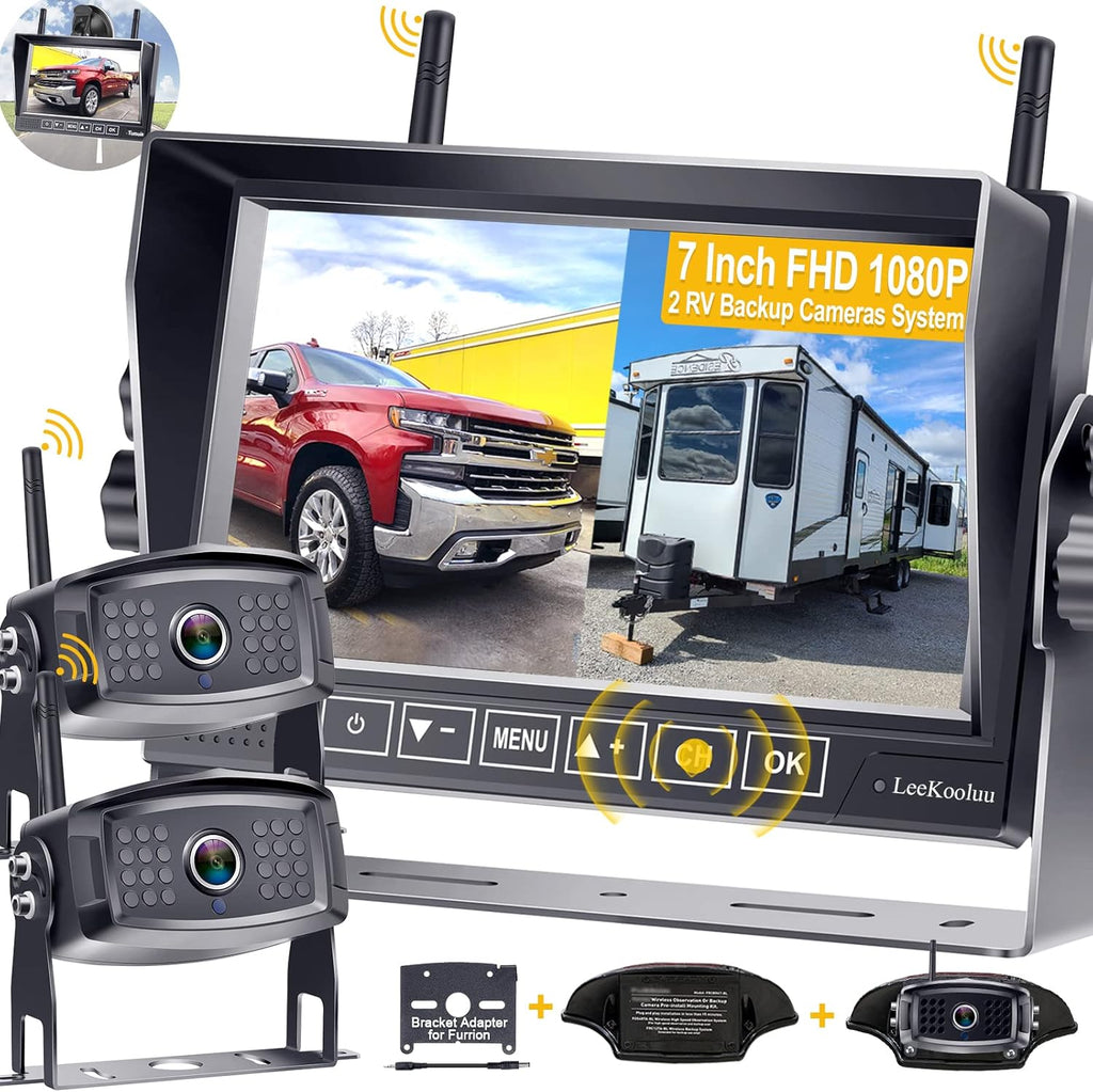 Wireless 7 Inch HD 1080P DVR Monitor with 2 Rear View Cameras K446607