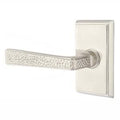 Left Handed Privacy Hammered Door Lever with Rectangular Rose in Satin Nickel V9427