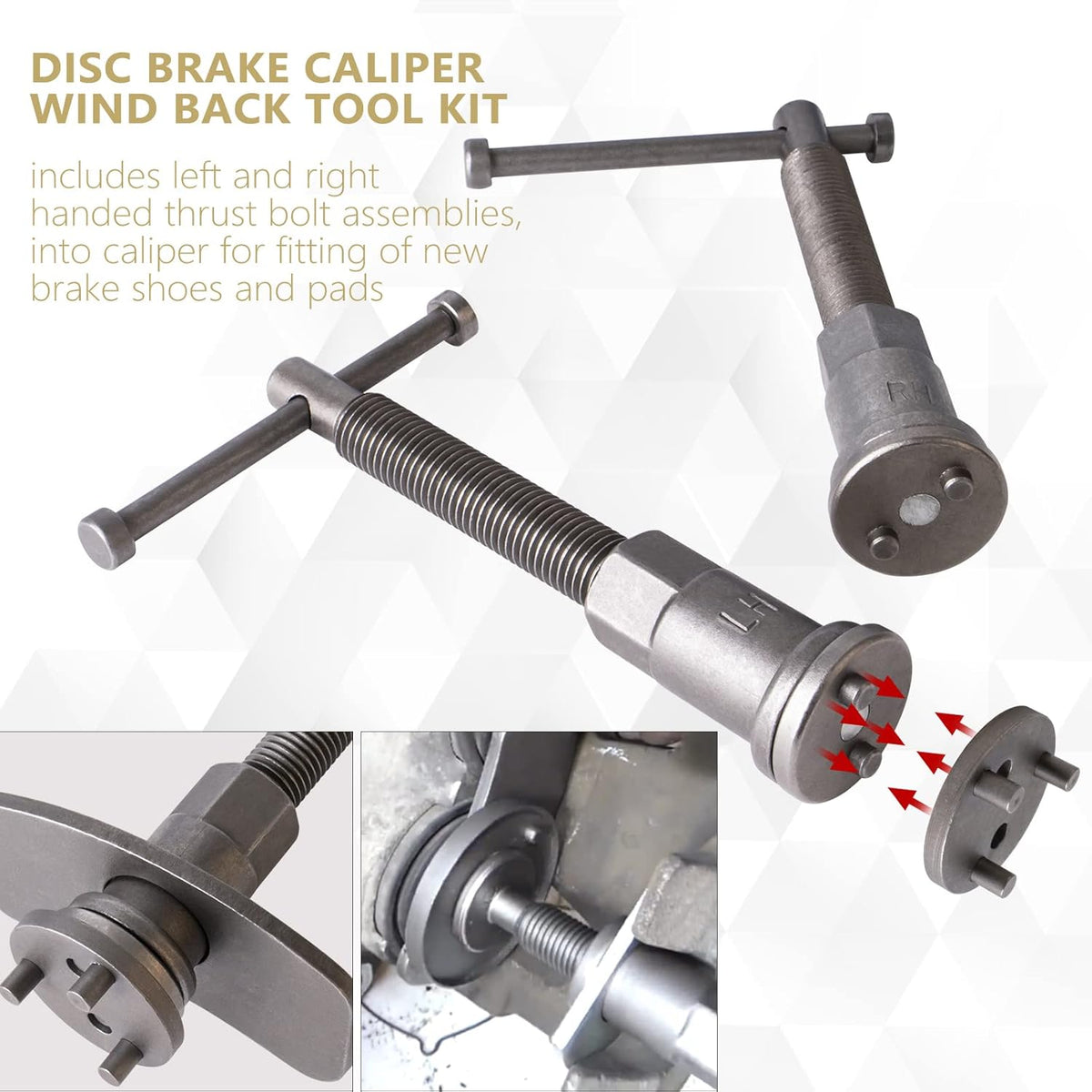 32PC Brake Tool Set Disc Brake Piston Caliper Compression Tool and Drum Brake Adjusting Tool Kit O137