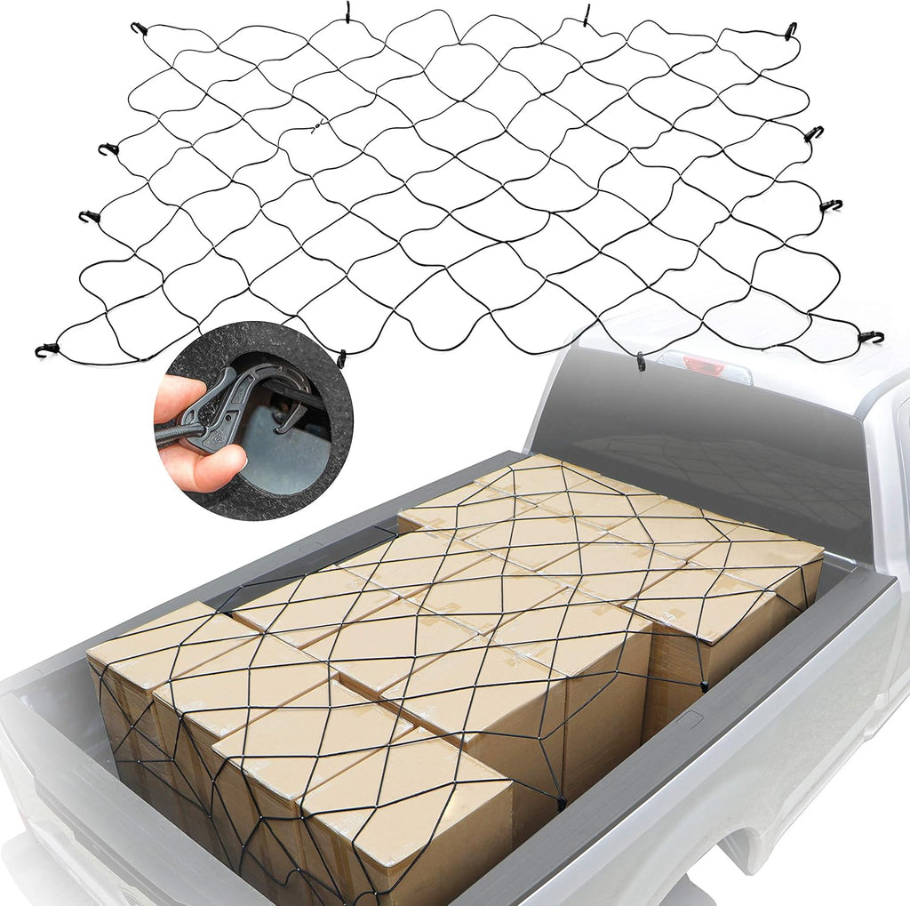 Truck Bed Cargo Net with Built-in Tarp, Weatherproof, 8.8' W x 10' L Pack of 2 Q79958