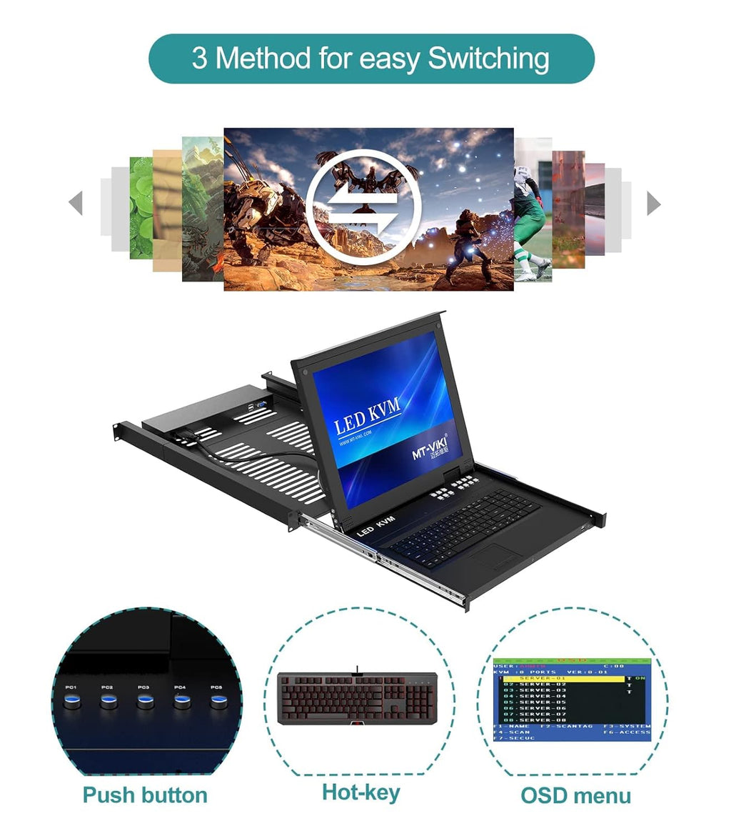 8 Port LCD KVM Console with Cables C1009