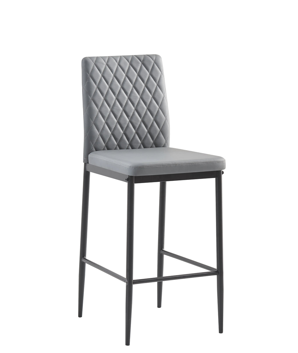 Gray Leather Bar Stools, Set of 2 Q7843