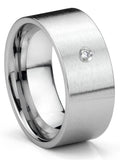 Titanium Tungsten Carbide Diamond 10MM Flat Brush Finish Comfort Fit Mens Wedding Band Ring Sz 8.0 A60290