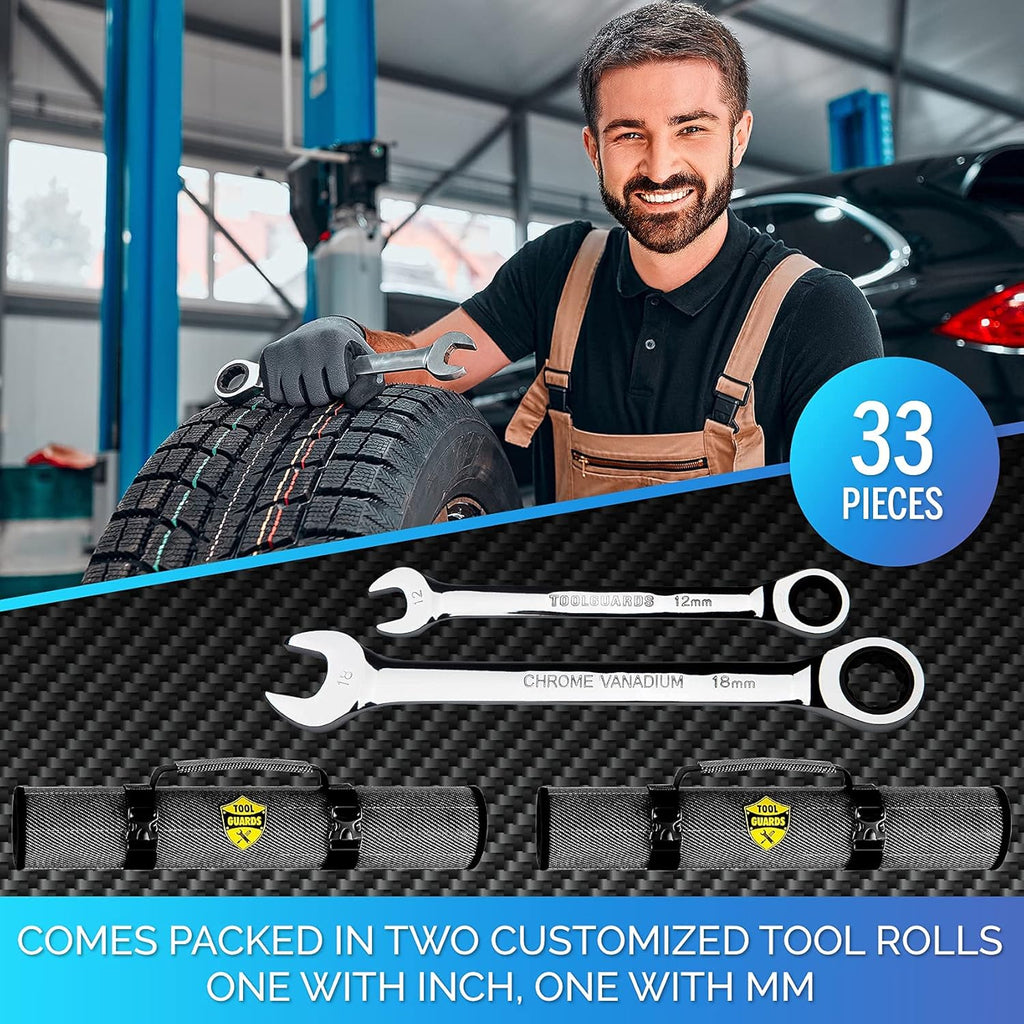33pcs Ratcheting Wrench Set Metric and Standard A206
