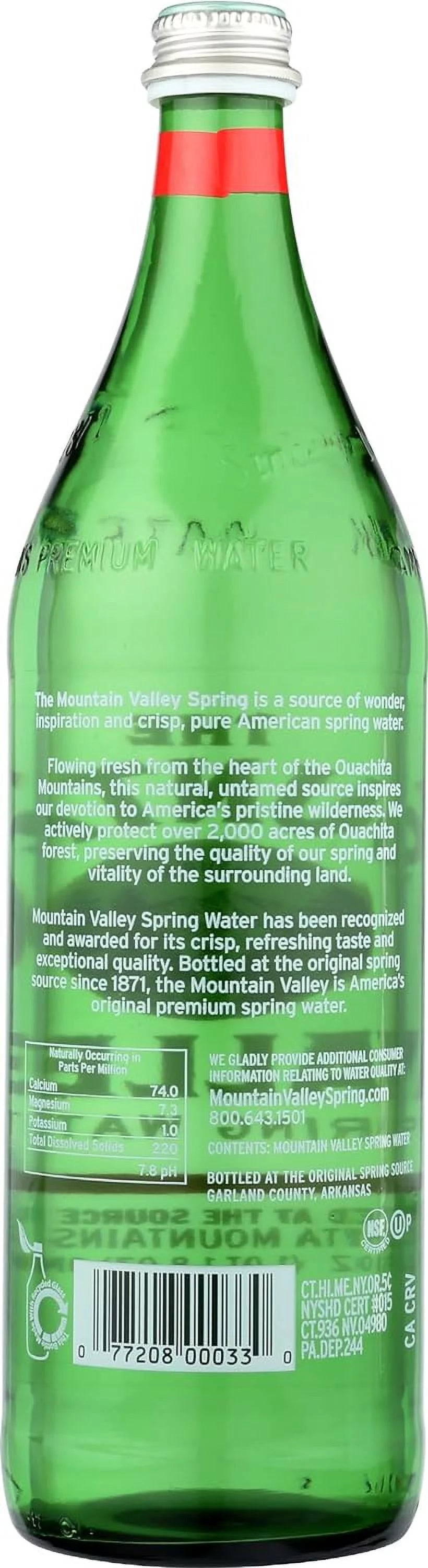 1L Glass Bottle Spring Water Pack of 12 O3496