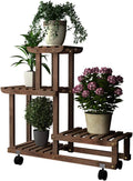 Multi-Layer Wooden Plant Stand with Wheels E7916
