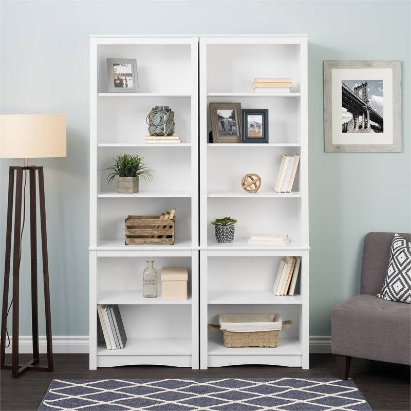 6 Shelf White Bookcase V248
