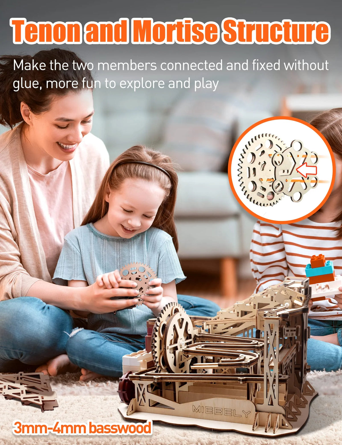 3D Wooden Puzzles Marble Run Model Building Kits with Motor W14579