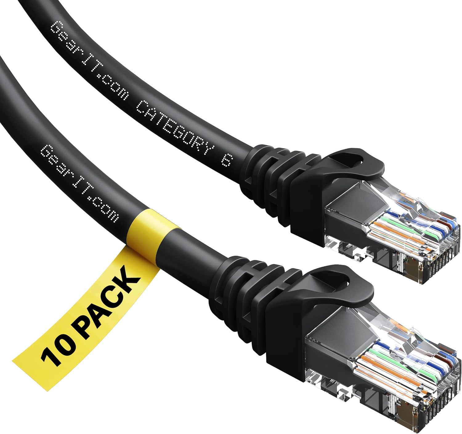 20-Pack Cat6 Patch Cable 7 Feet Ethernet Cable Black Y93527