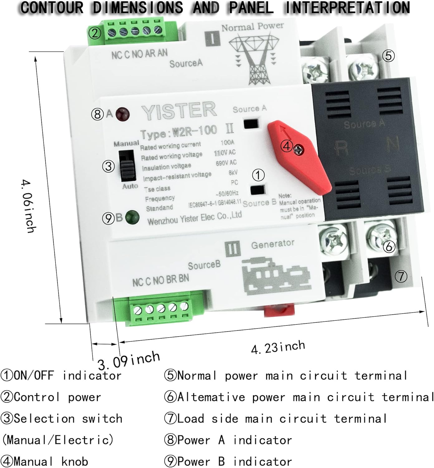 WiFi and RF433 Remote Control Dual Power Automatic Transfer Switch 16-63-100A Rated 220V 240V Din Rail Mounted Controller U7084