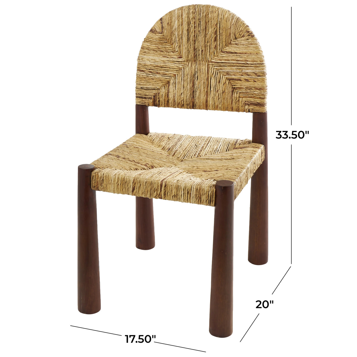 Light Brown Handmade Wood Lounge Chair with Woven Banana Leaf Seat, Set of 2 Q560827