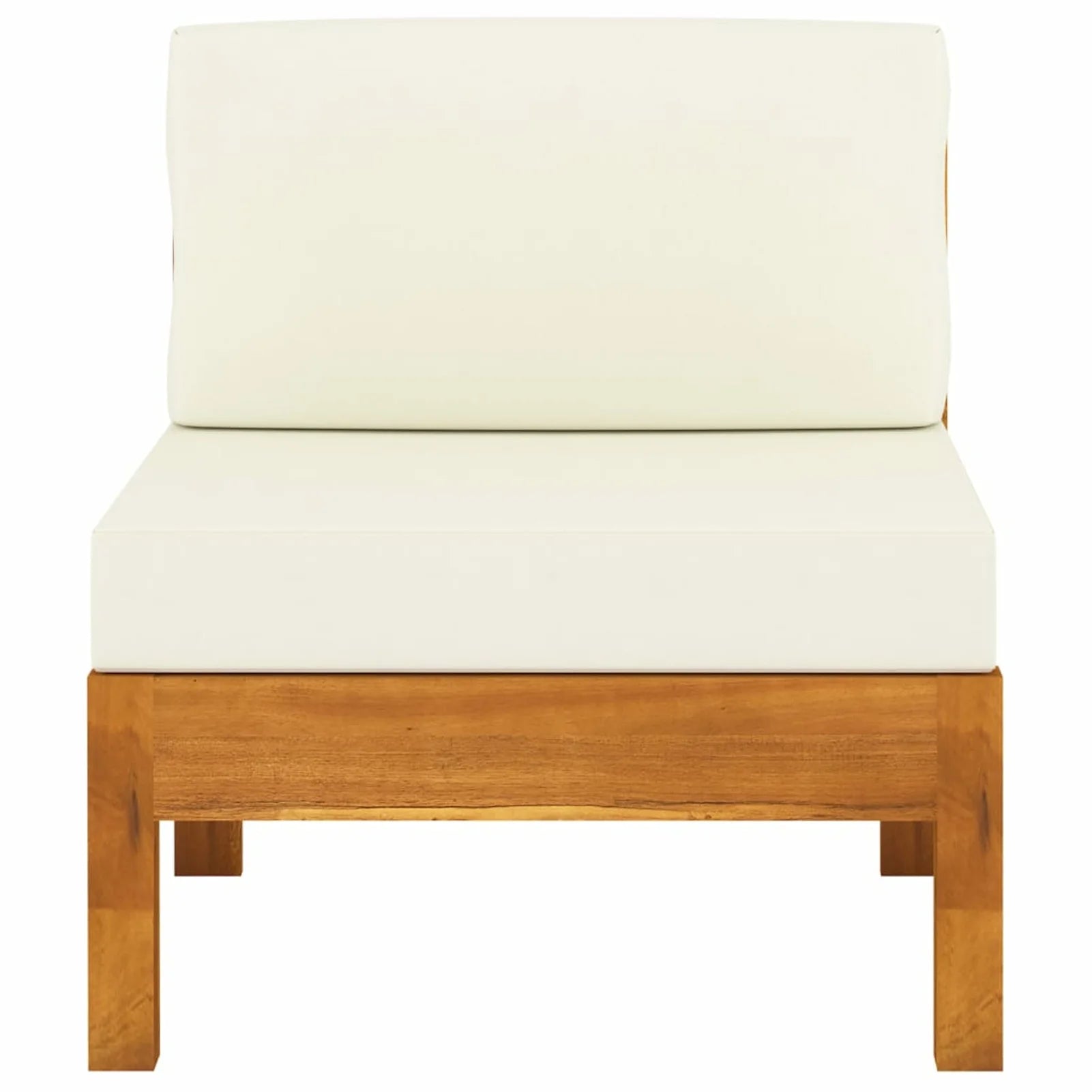 6 Piece Patio Lounge Set with Cream White Cushions Acacia Wood Outdoor Sectional Set Q76778