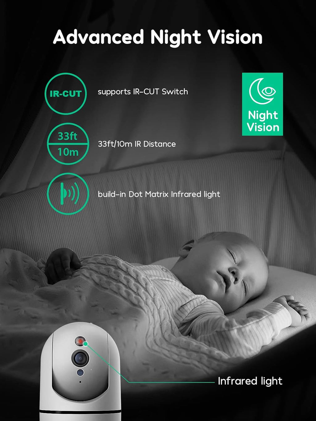 1080P WiFi Indoor Security Camera with Night Vision, 2 Way Audio, Pack of 2 K894886
