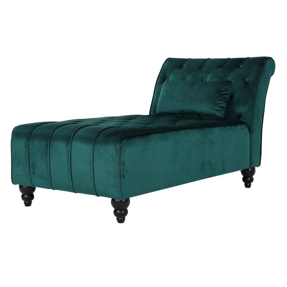 Teal Velvet Chaise X42957