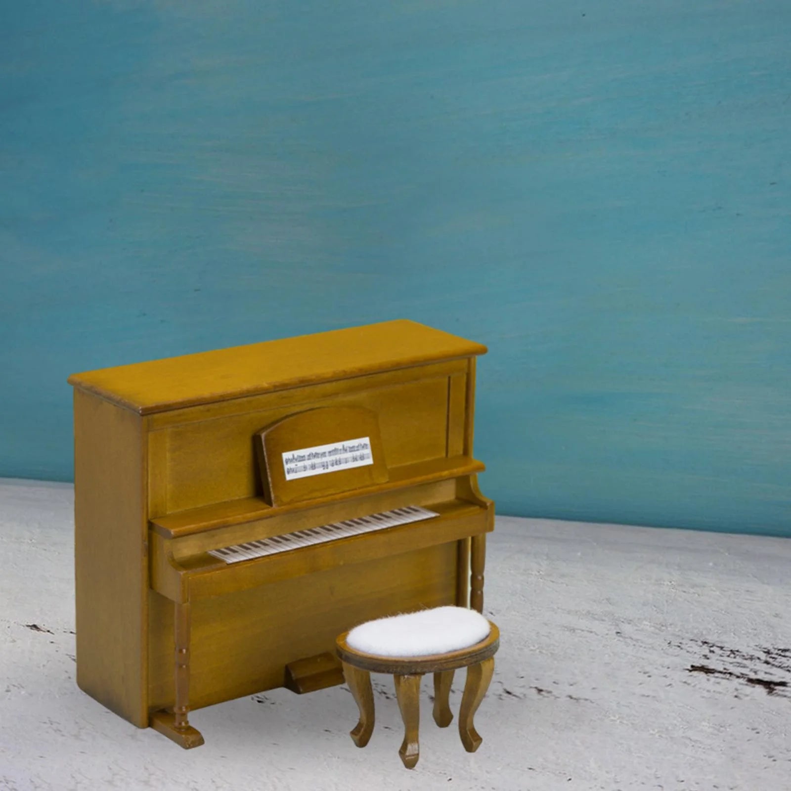 Walnut Miniature Upright Piano with Stool S342