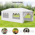 White 10x20FT Outdoor Gazebo Canopy Tent with 6 Removable Walls D766