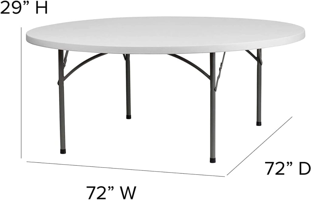 10 Pack 72 Inch Round Heavy-Duty Granite White Plastic Folding Table G682699