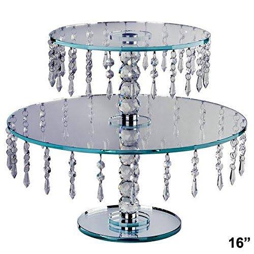 16x22 Round Crystal Glass Wedding Cake Riser Stand Y5808