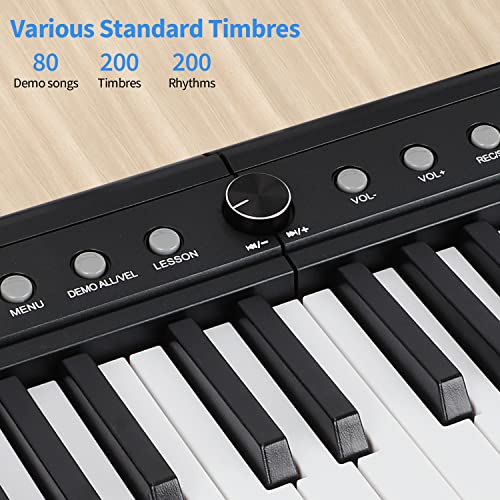 88 Key Semi Weighted Electric Digital Piano with Sustain Pedal, Power Supply, Stand, Carrying Case, Headphones L884456