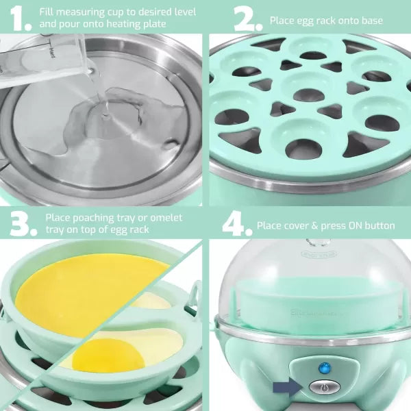7 Egg Capacity Electric Egg Cooker with Auto Shut-Off D842