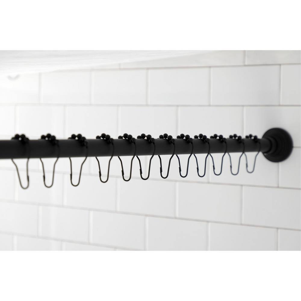 Matte Black Adjustable Shower Rod with Ring O789843