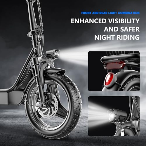 500W Peak Motor Sit Down E Scooter with Basket, 14" Pneumatic Tire H427117