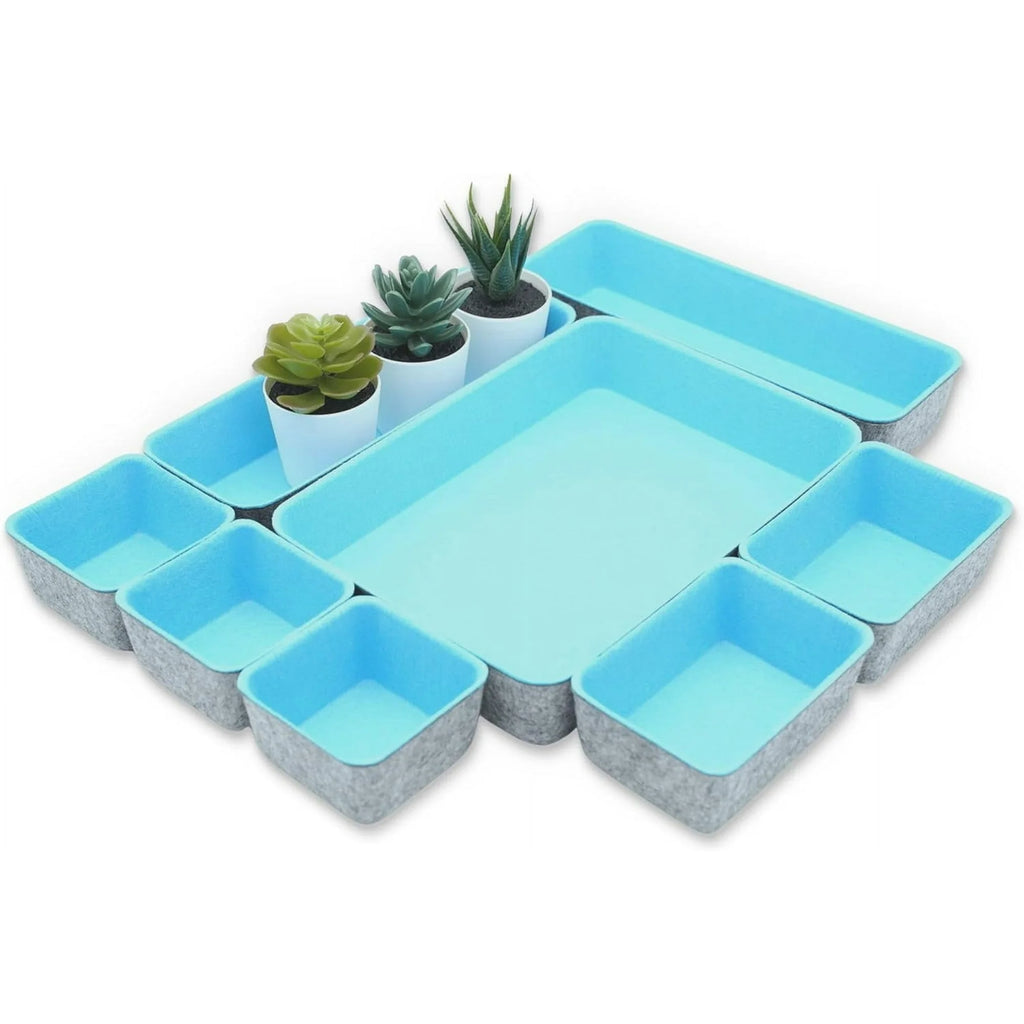 8-piece Felt Drawer Organizers Tray in Glacier Gray T264