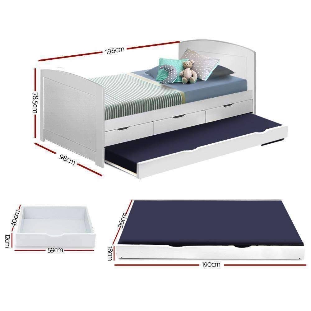 Single Wooden Trundle Bed Frame P888872