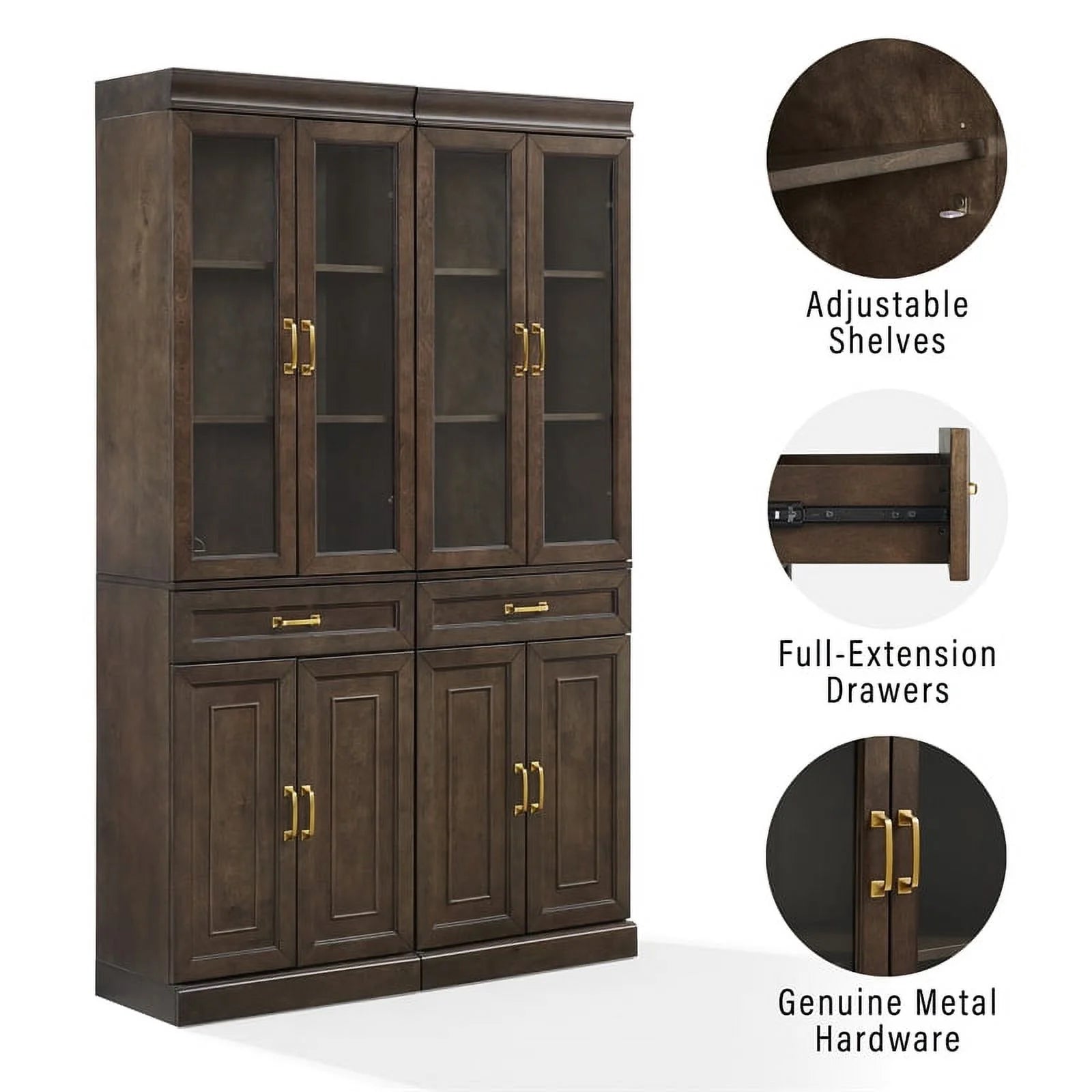 Coffee Wood Kitchen Storage Pantry Set of 2 O769056