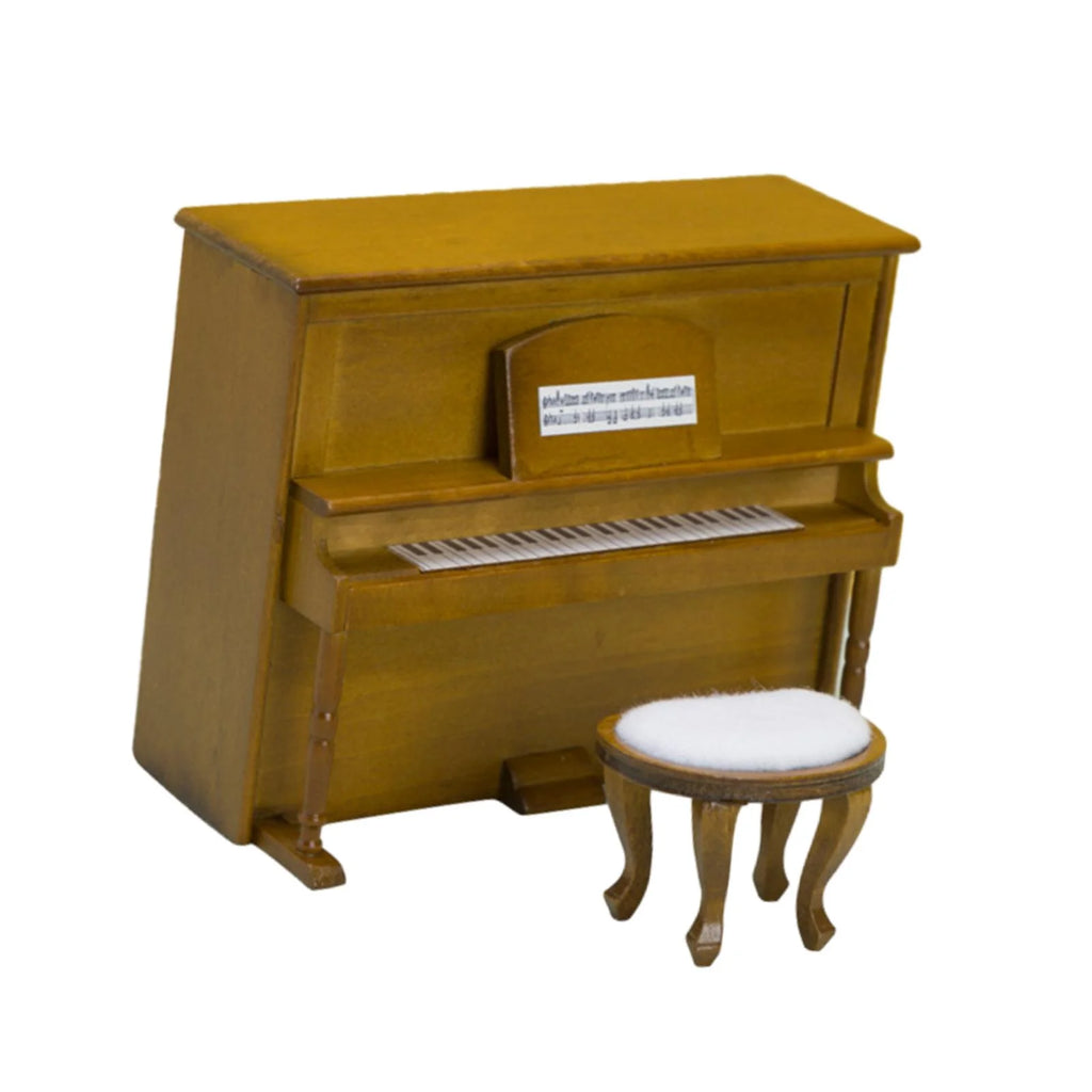 Walnut Miniature Upright Piano with Stool S342