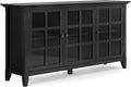 Distressed Grey Solid Wood Storage Cabinet with 3 Tempered Glass Doors and 3 Adjustable Shelves U76080