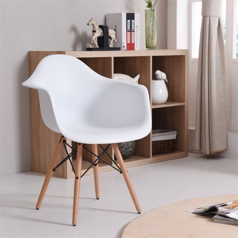 White Arm Bucket Seat Dining Chair E84813