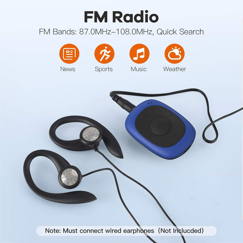 Blue 8GB Clip MP3 Player with FM Radio F528167