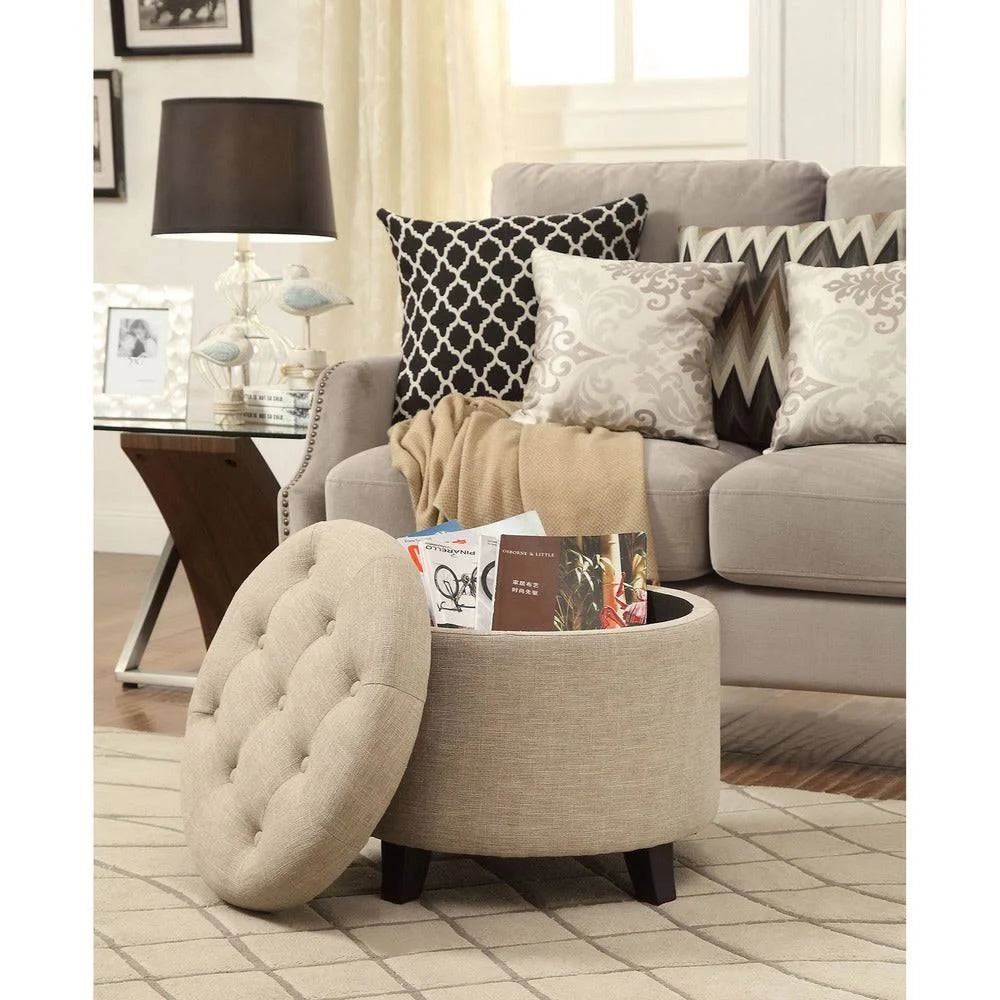 Green Fabric Round Ottoman B25584