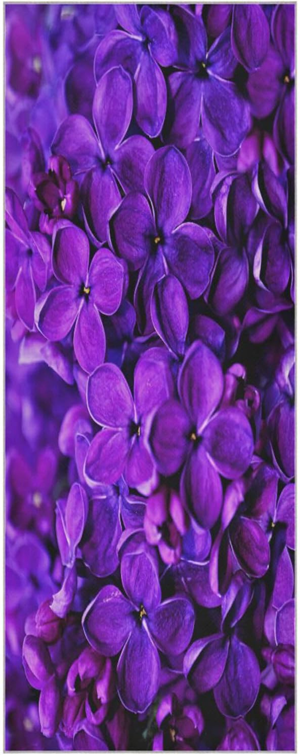 Lilac Purple Floral Non Slip Yoga Towel 73x 27 Inch with Storage Bag E34716