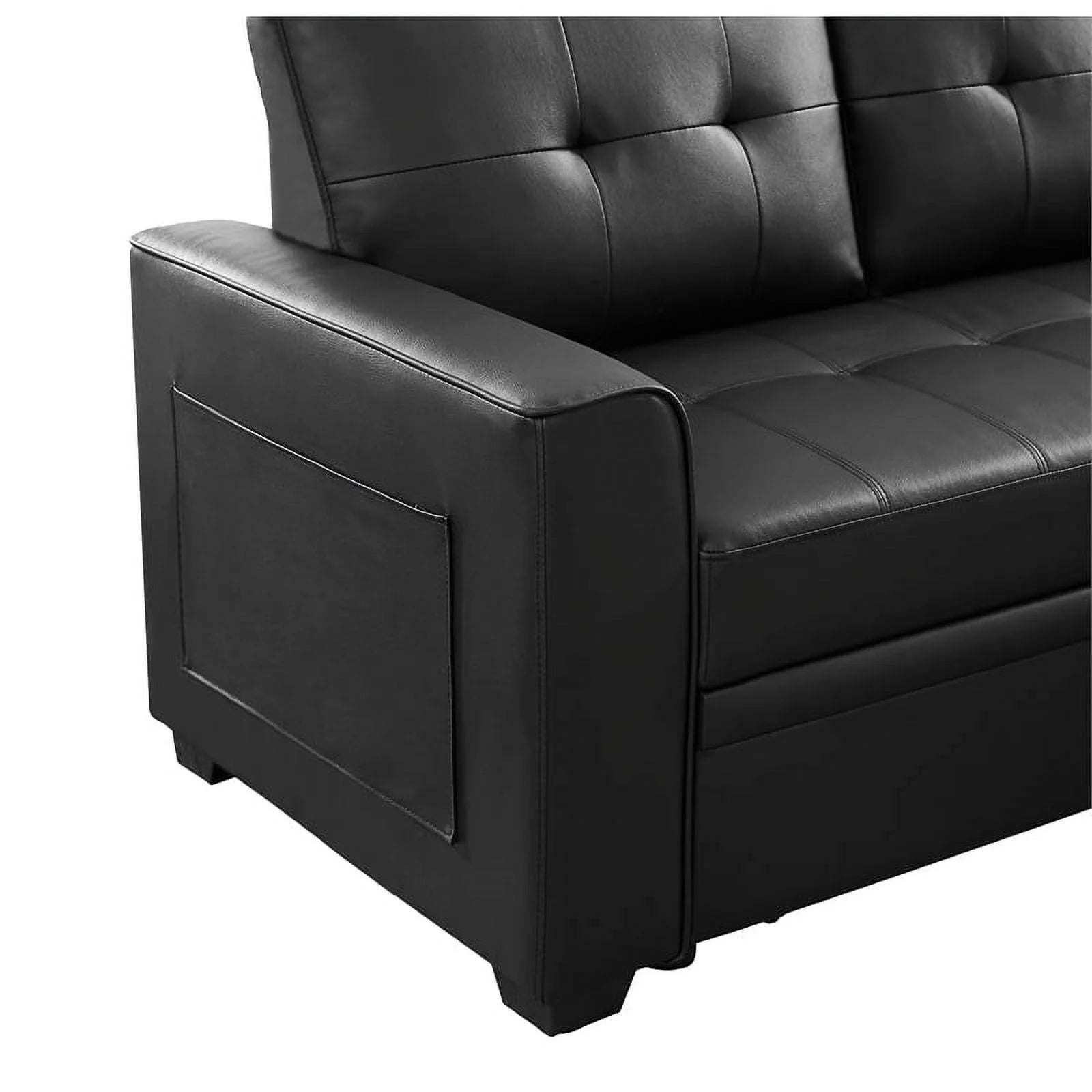 Black 84" Wide Sectional Sofa with Pull Out Sleeper Bed K820966