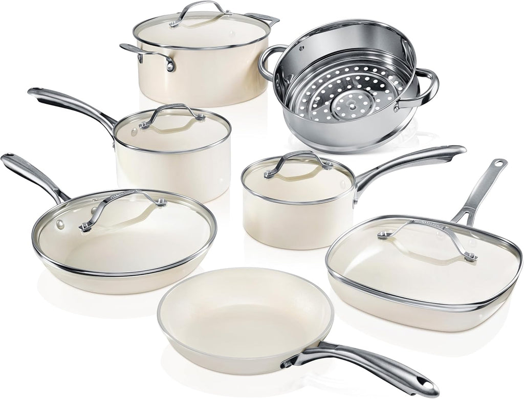 12 Pc Non Stick Ceramic Pots and Pans Set C351