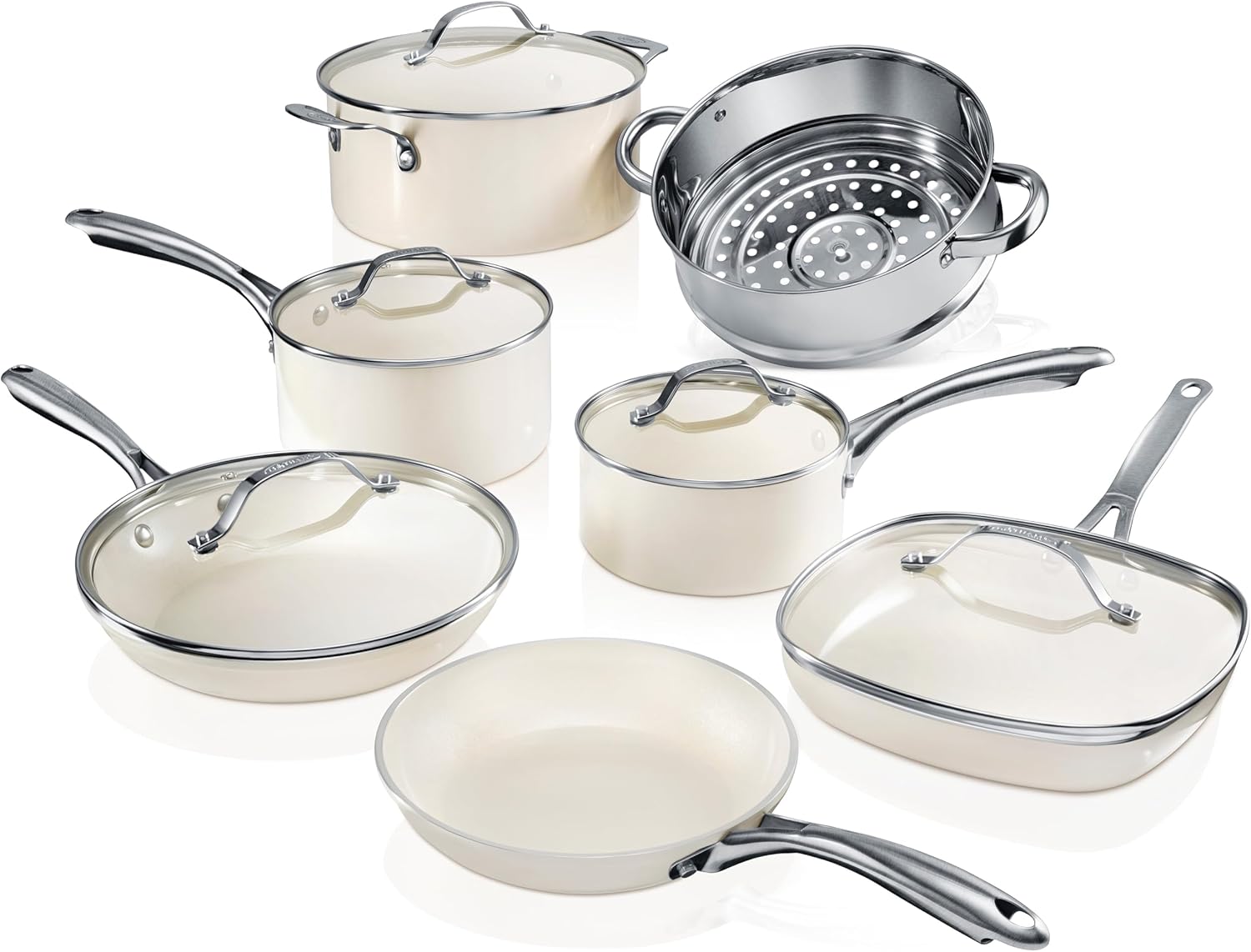 12 Pc Non Stick Ceramic Pots and Pans Set C351